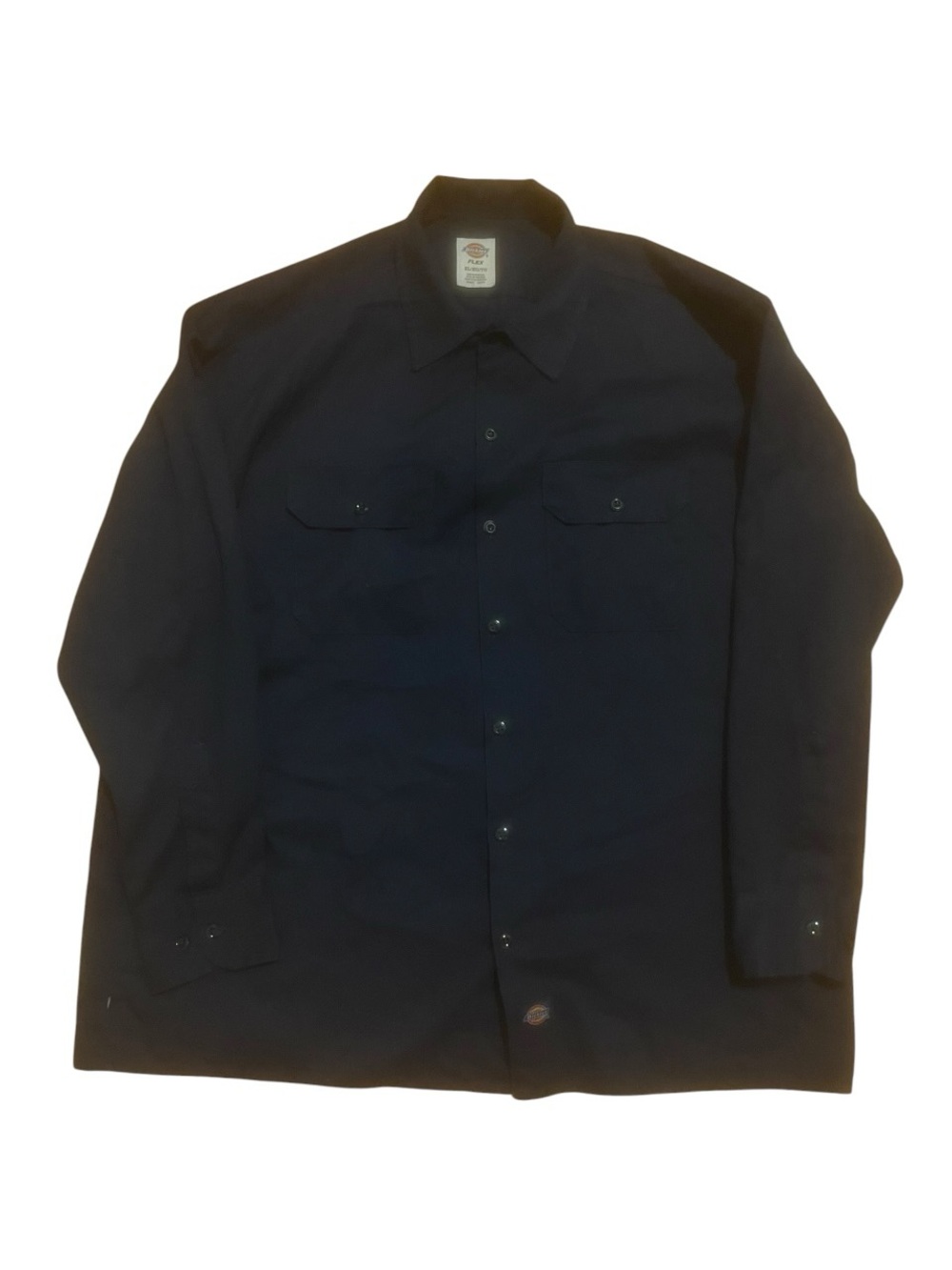 Dickies Flex Black Relaxed Fit Long Sleeve Men Work Shirt Sz XL